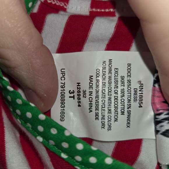 Counting Daisies Girl 3T  Christmas Dress With Polka Dot Bow Ruffle Sleeves 3923 - Picture 7 of 10